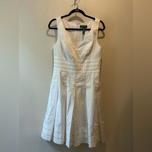 29. Lauren Ralph Lauren White Ruched V-Neck Midi Dress